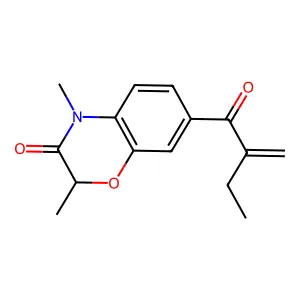 2,4-dimethyl-7-(2-methylene-1-oxobutyl)-2H-1,4-benzoxazin-3(4H)-one structure