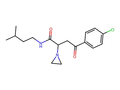 1-Aziridineacetamide, alpha-(2-(4-chlorophenyl)-2-oxoethyl)-N-(3-methylbutyl)- structure