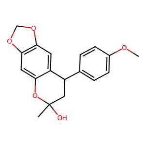 7,8-Dihydro-8-(4-methoxyphenyl)-6-methyl-6H-1,3-dioxolo(4,5-g)(1)benzopyran-6-ol structure