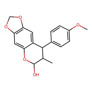 7,8-Dihydro-8-(4-methoxyphenyl)-7-methyl-6H-1,3-dioxolo(4,5-g)(1)benzopyran-6-ol structure