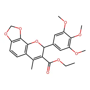 ethyl 6-methyl-8-(3,4,5-trimethoxyphenyl)-8H-[1,3]dioxolo[4,5-h]chromene-7-carboxylate structure