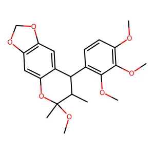 7,8-Dihydro-6-methoxy-6,7-dimethyl-8-(2,3,4-trimethoxyphenyl)-6H-1,3-dioxolo(4,5-g)(1)benzopyran structure