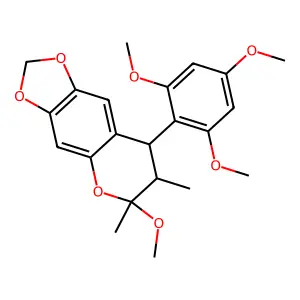 7,8-Dihydro-6-methoxy-6,7-dimethyl-8-(2,4,6-trimethoxyphenyl)-6H-1,3-dioxolo(4,5-g)(1)benzopyran structure