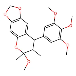 7,8-Dihydro-6-methoxy-6,7-dimethyl-8-(3,4,5-trimethoxyphenyl)-6H-1,3-dioxolo(4,5-g)(1)benzopyran structure