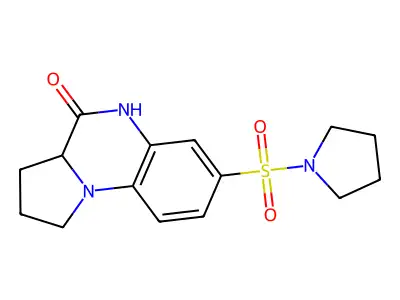 7-(1-pyrrolidinylsulfonyl)-1,2,3,3a-tetrahydropyrrolo[1,2-a]quinoxalin-4(5H)-one structure