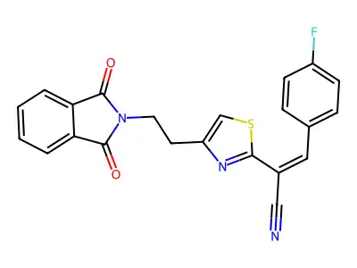 (Z)-2-{4-[2-(1,3-dioxo-1,3-dihydro-2H-isoindol-2-yl)ethyl]-1,3-thiazol-2-yl}-3-(4-fluorophenyl)-2-propenenitrile structure