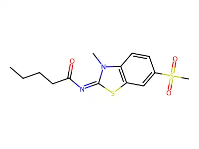 (Z)-N-(3-methyl-6-(methylsulfonyl)benzo[d]thiazol-2(3H)-ylidene)pentanamide structure