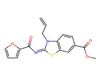 (Z)-methyl 3-allyl-2-((furan-2-carbonyl)imino)-2,3-dihydrobenzo[d]thiazole-6-carboxylate structure