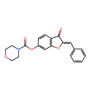 (Z)-2-benzylidene-3-oxo-2,3-dihydrobenzofuran-6-yl morpholine-4-carboxylate structure