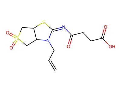 4-{[(2Z)-5,5-dioxido-3-(prop-2-en-1-yl)tetrahydrothieno[3,4-d][1,3]thiazol-2(3H)-ylidene]amino}-4-oxobutanoic acid structure