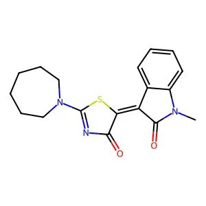 (5Z)-2-(azepan-1-yl)-5-(1-methyl-2-oxoindol-3-ylidene)-1,3-thiazol-4-one structure