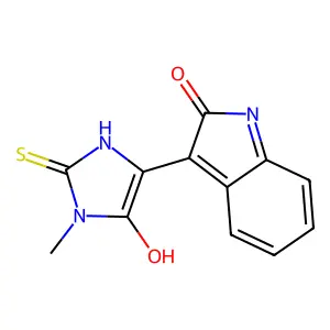 (3Z)-3-(1-methyl-5-oxo-2-sulfanylideneimidazolidin-4-ylidene)-1H-indol-2-one structure