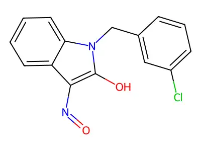 1-(3-chlorobenzyl)-1H-indole-2,3-dione 3-oxime structure