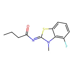 N-(4-fluoro-3-methyl-1,3-benzothiazol-2-ylidene)butanamide structure