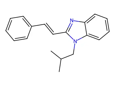 (E)-1-isobutyl-2-styryl-1H-benzo[d]imidazole structure