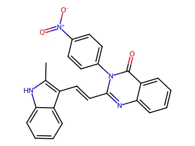 2-[(E)-2-(2-methyl-1H-indol-3-yl)ethenyl]-3-(4-nitrophenyl)quinazolin-4-one structure