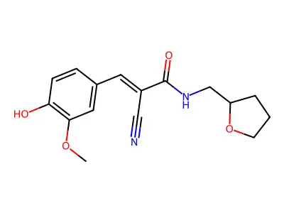 2-cyano-3-(4-hydroxy-3-methoxyphenyl)-N-[(oxolan-2-yl)methyl]prop-2-enamide structure