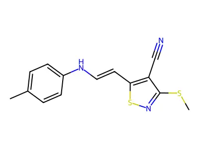 5-[2-(4-Methylanilino)ethenyl]-3-methylsulfanyl-1,2-thiazole-4-carbonitrile structure