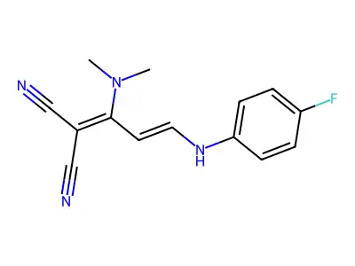 2-[1-(Dimethylamino)-3-(4-fluoroanilino)prop-2-enylidene]propanedinitrile structure