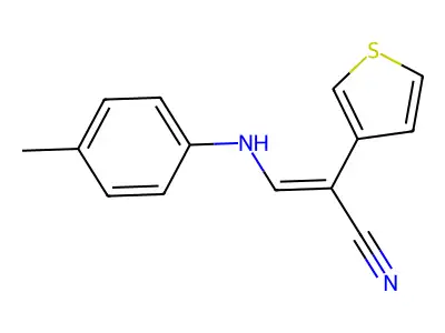 (Z)-3-(4-methylanilino)-2-thiophen-3-ylprop-2-enenitrile structure