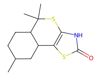 5,5,8-trimethyl-2H,3H,5H,5aH,6H,7H,8H,9H,9aH-isothiochromeno[3,4-d][1,3]thiazol-2-one structure