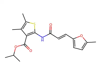 isopropyl 4,5-dimethyl-2-{[3-(5-methyl-2-furyl)acryloyl]amino}-3-thiophenecarboxylate structure