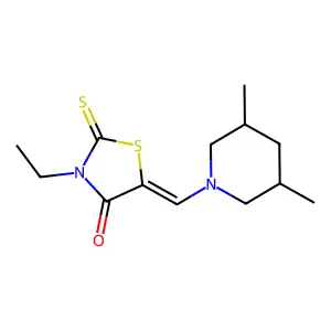 (5Z)-5-[(3,5-dimethylpiperidin-1-yl)methylidene]-3-ethyl-2-thioxo-1,3-thiazolidin-4-one structure
