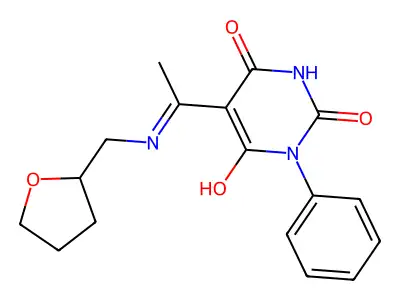 (5E)-5-[1-(oxolan-2-ylmethylamino)ethylidene]-1-phenyl-1,3-diazinane-2,4,6-trione structure