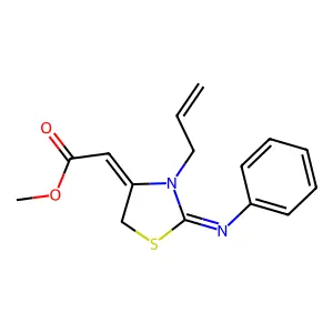 (E)-methyl 2-((Z)-3-allyl-2-(phenylimino)thiazolidin-4-ylidene)acetate structure