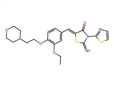 (5Z)-5-[[3-ethoxy-4-(2-morpholin-4-ylethoxy)phenyl]methylidene]-2-imino-3-(1,3-thiazol-2-yl)-1,3-thiazolidin-4-one structure