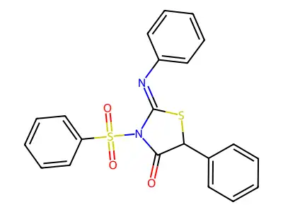 (Z)-5-phenyl-2-(phenylimino)-3-(phenylsulfonyl)thiazolidin-4-one structure