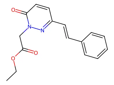 2-[6-Oxo-3-(2-phenylethenyl)-1-pyridazinyl]acetic acid ethyl ester structure