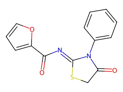 (Z)-N-(4-oxo-3-phenylthiazolidin-2-ylidene)furan-2-carboxamide structure