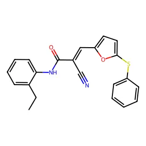 (E)-2-Cyano-N-(2-ethyl-phenyl)-3-(5-phenylsulfanyl-furan-2-yl)-acrylamide structure