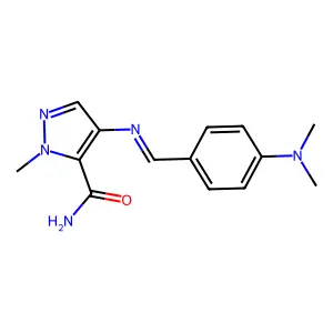 4-[(E)-[[4-(Dimethylamino)phenyl]methylene]amino]-1-methyl-1H-pyrazole-5-carboxamide structure