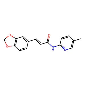 3-(1,3-benzodioxol-5-yl)-N-(5-methyl-2-pyridinyl)acrylamide structure