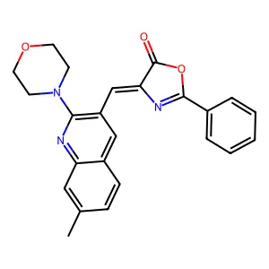 (4Z)-4-[(7-methyl-2-morpholin-4-ylquinolin-3-yl)methylidene]-2-phenyl-1,3-oxazol-5-one structure