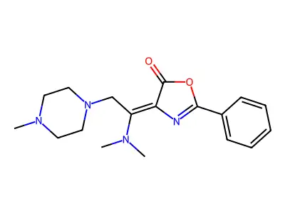 4-[1-(Dimethylamino)-2-(4-methyl-1-piperazinyl)ethylidene]-2-phenyl-5-oxazolone structure