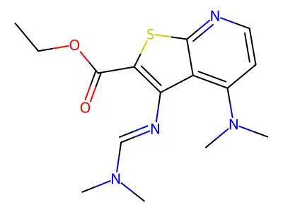 ethyl 4-(dimethylamino)-3-{[(dimethylamino)methylene]amino}thieno[2,3-b]pyridine-2-carboxylate structure
