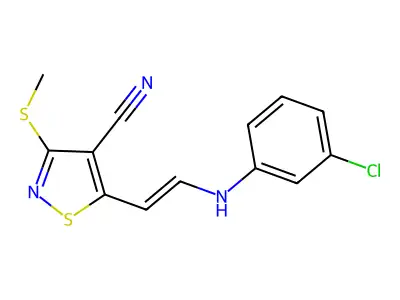 5-[2-(3-Chloroanilino)ethenyl]-3-methylsulfanyl-1,2-thiazole-4-carbonitrile structure