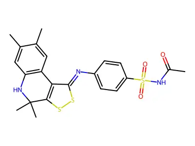 N-[4-[(4,4,7,8-tetramethyl-5H-dithiolo[3,4-c]quinolin-1-ylidene)amino]phenyl]sulfonylacetamide structure
