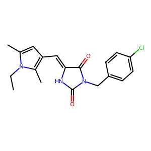 3-(4-chlorobenzyl)-5-[(1-ethyl-2,5-dimethyl-1H-pyrrol-3-yl)methylene]-2,4-imidazolidinedione structure