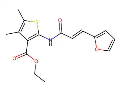 (E)-ethyl 2-(3-(furan-2-yl)acrylamido)-4,5-dimethylthiophene-3-carboxylate structure