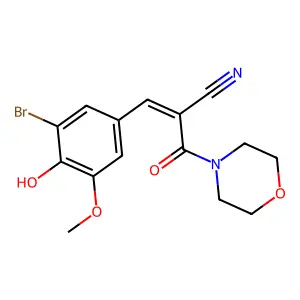 (E)-3-(3-Bromo-4-hydroxy-5-methoxyphenyl)-2-(morpholine-4-carbonyl)acrylonitrile structure