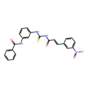 N-[3-[[(E)-3-(3-nitrophenyl)prop-2-enoyl]carbamothioylamino]phenyl]benzamide structure