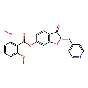 (Z)-3-oxo-2-(pyridin-4-ylmethylene)-2,3-dihydrobenzofuran-6-yl 2,6-dimethoxybenzoate structure