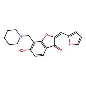 (2Z)-2-(furan-2-ylmethylidene)-6-hydroxy-7-(piperidin-1-ylmethyl)-1-benzofuran-3-one structure