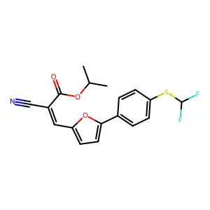 (E)-isopropyl 2-cyano-3-(5-(4-((difluoromethyl)thio)phenyl)furan-2-yl)acrylate structure