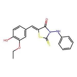 3-Anilino-5-(3-ethoxy-4-hydroxybenzylidene)-2-thioxo-1,3-thiazolidin-4-one structure