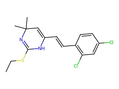 6-[2-(2,4-dichlorophenyl)ethenyl]-2-ethylsulfanyl-4,4-dimethyl-1H-pyrimidine structure
